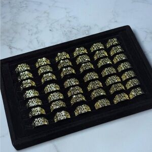Gold Textured Dome Rings - Bulk Display